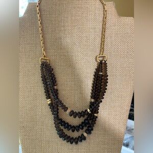 Fossil Root Beer Colored Glass Beads Multi Strands Necklace‎